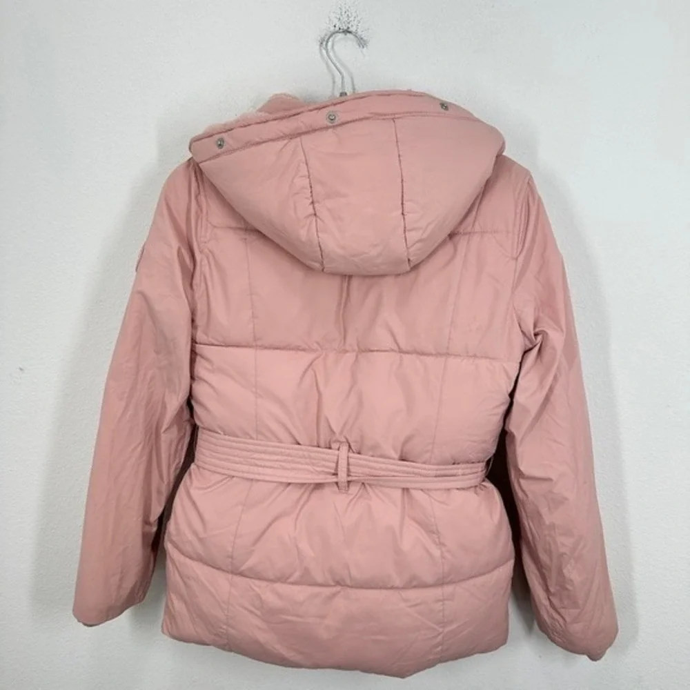Abercrombie Kids Girls Pink Puffer Coat Belted‎ Hooded Winter Size 14